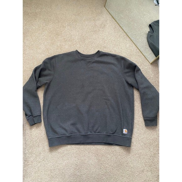 Carhartt Dark Gray Original Fit Crewneck Sweatshirt Pullover Workwear Mens 2XL - Picture 11 of 12